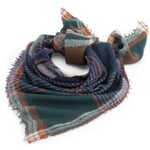Wolltuch N° 752 Petrol-Cognac