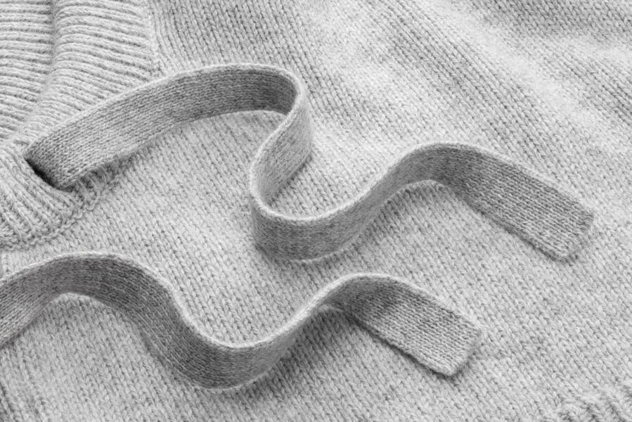 Strickkapuze, Hellgrau, Detailsicht