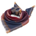 Wollen sjaal nr. 752 Blauw-oker-rood