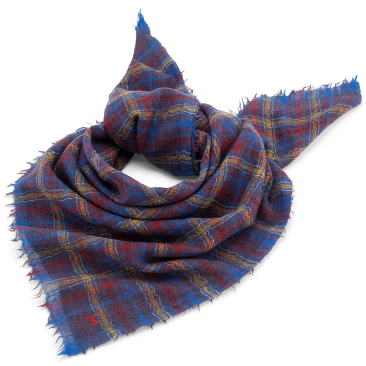 Pañuelo de lana n.º 800, azul y rojo