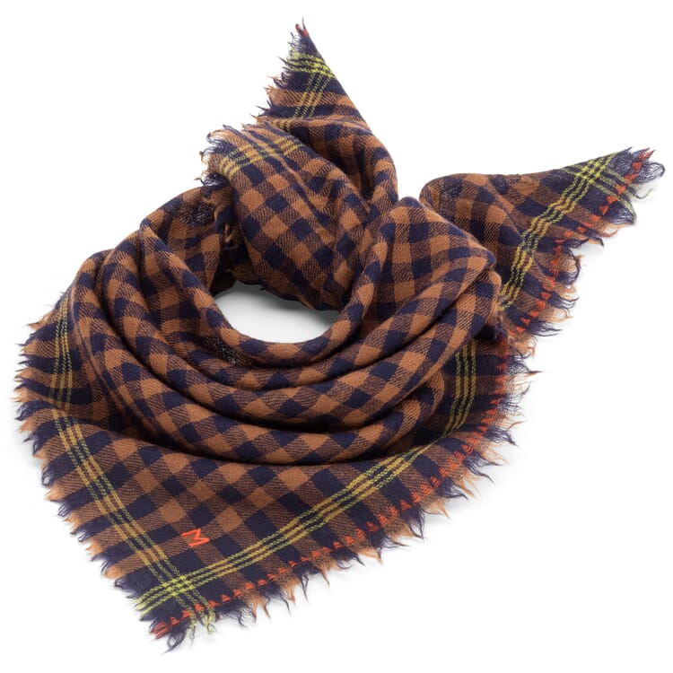 Pañuelo de lana n.º 849, rojo óxido y azul