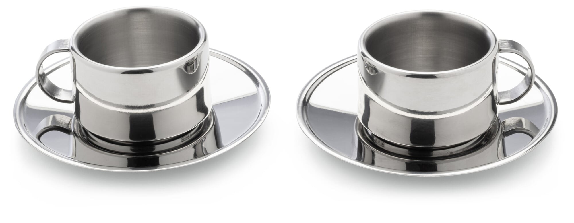Italienische Espressotassen Edelstahl (2 Stück), (Set, 4-teilig)