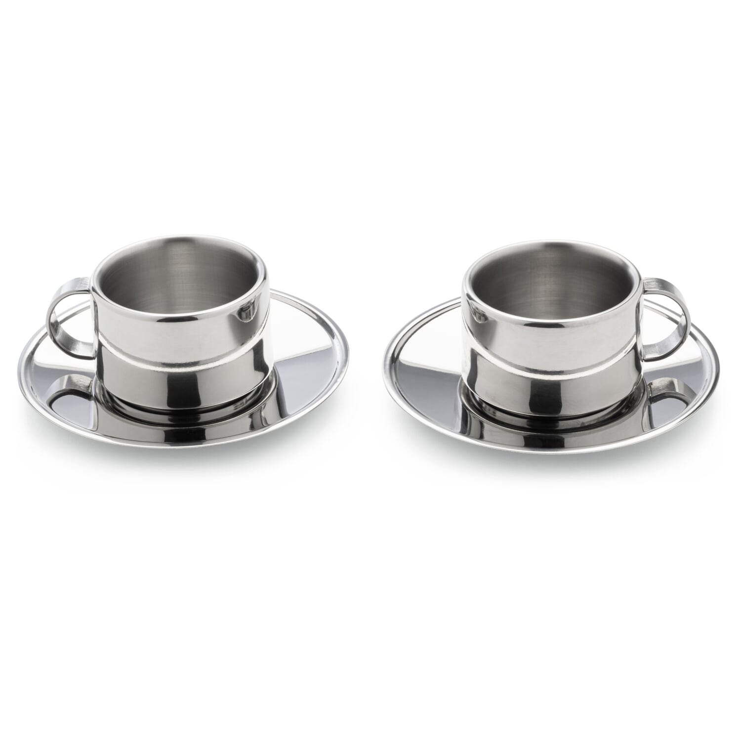 Italienische Espressotassen Edelstahl (2 Stück), (Set, 4-teilig)