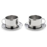 Italiaanse cappuccinokopjes roestvrij staal (2 stuks)