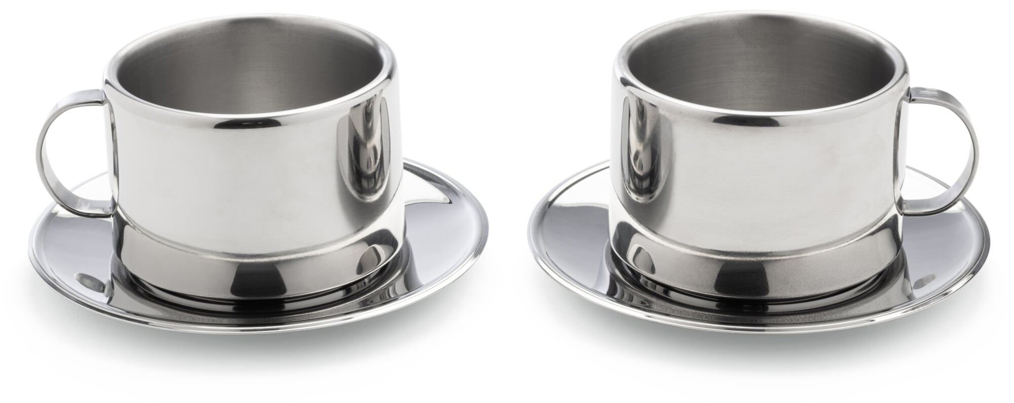 Italienische Cappuccino-Tassen Edelstahl (2 Stück), (Set, 4-teilig)