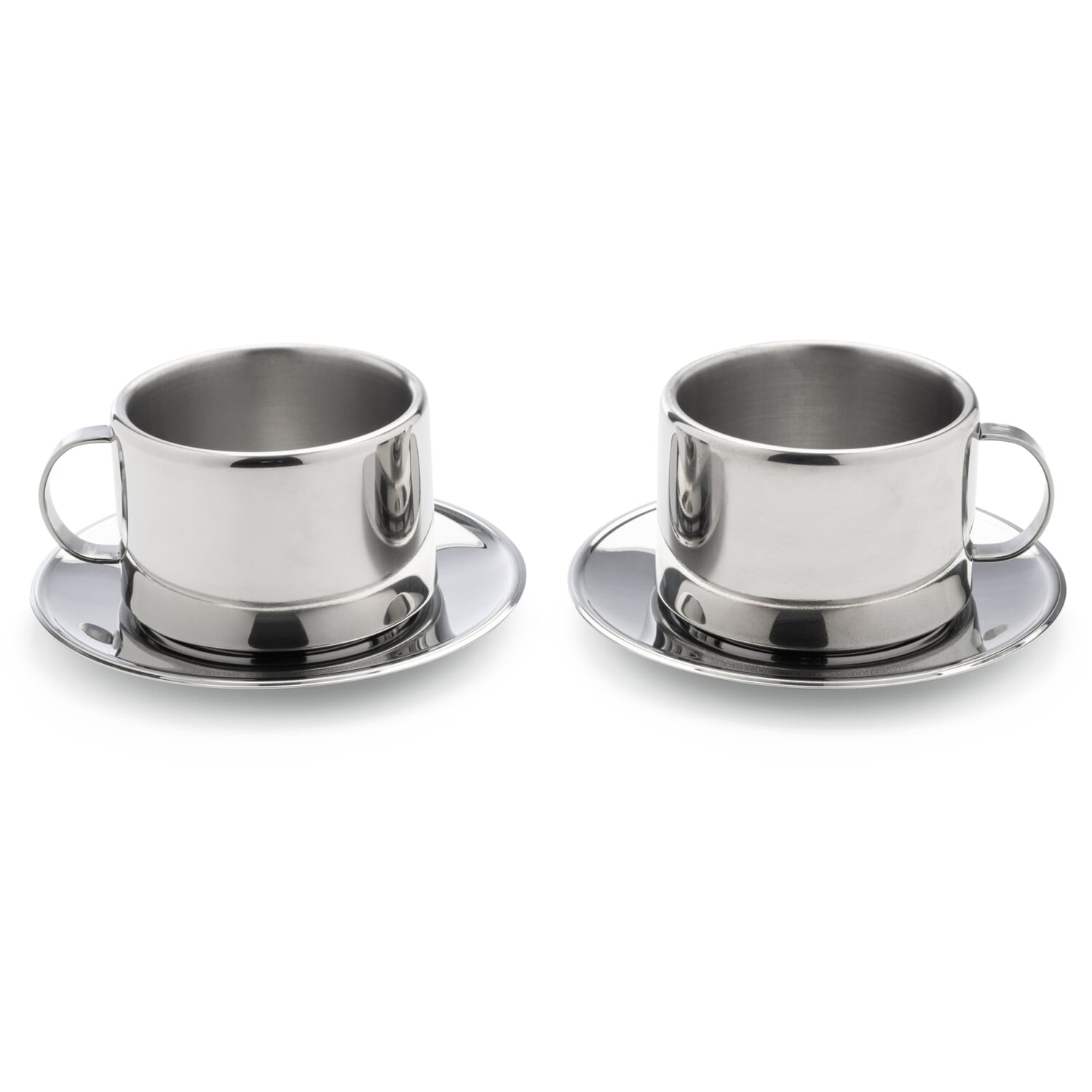Italienische Cappuccino-Tassen Edelstahl (2 Stück), (Set, 4-teilig)