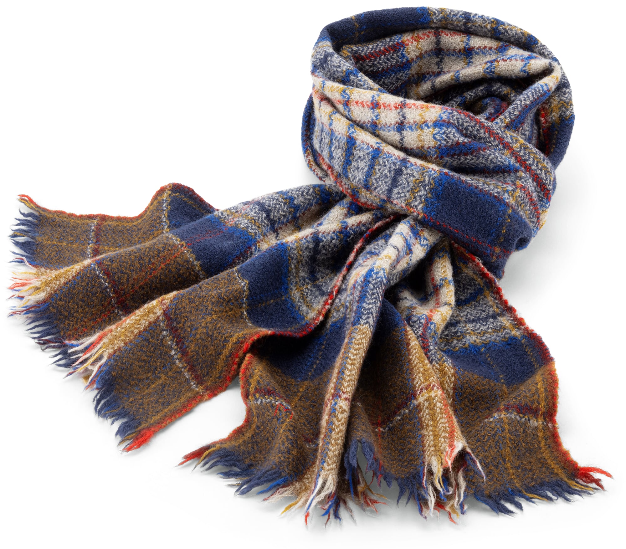 Checkered Wool Scarf No. 803, Blue | Manufactum