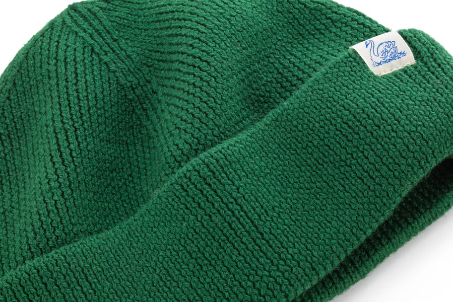 Strickmütze Merinowolle, Grün, Detailsicht