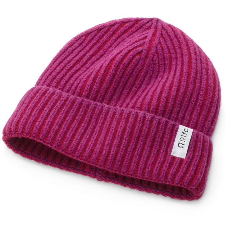 Berretto in maglia a coste in cashmere, rosa-rosso