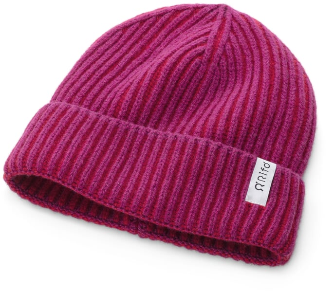 Rippenstrickmütze Kaschmir, Pink-Rot