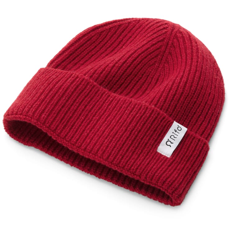 Gorro de punto acanalado de cachemira, rojo