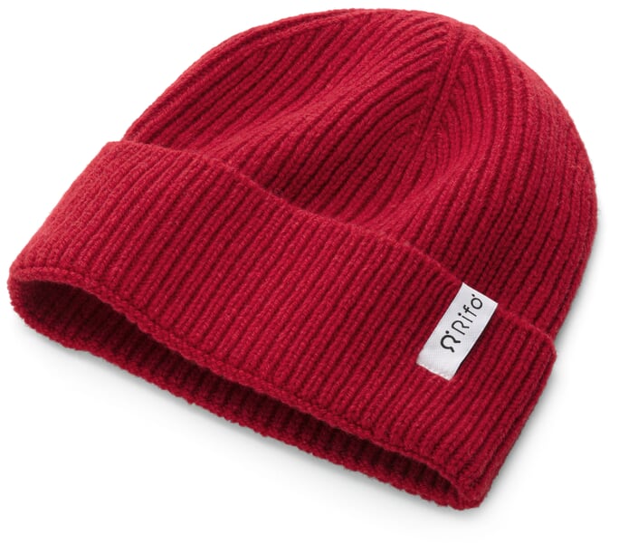 Rippenstrickmütze Kaschmir, Rot