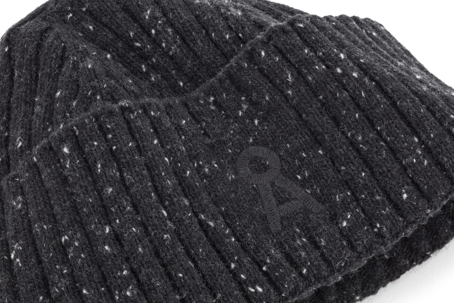 Strickmütze Baumwolle-Wolle, Schwarz, Detailsicht