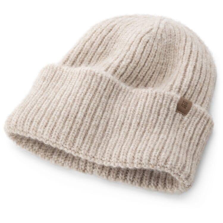 Geribbelde muts met babyalpaca, Cream
