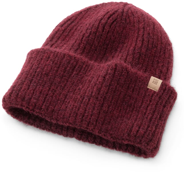 Bonnet en tricot côtelé avec baby alpaga Rouge