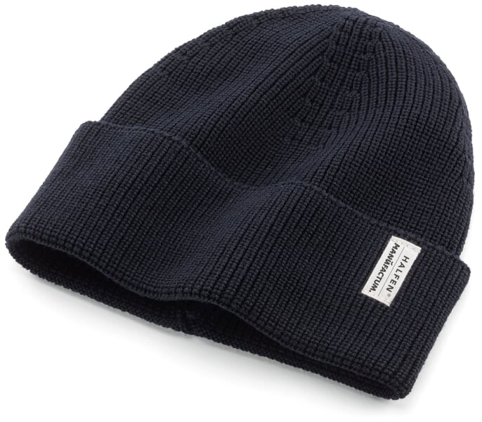 Strickmütze Merinowolle Dunkelblau