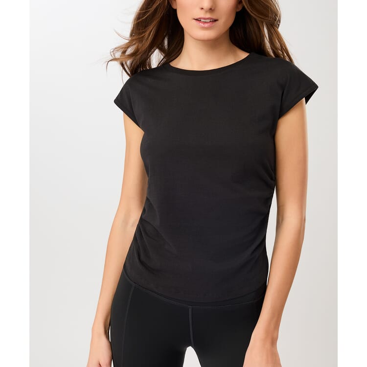 Sport-Shirt mit seitlicher Raffung, Schwarz