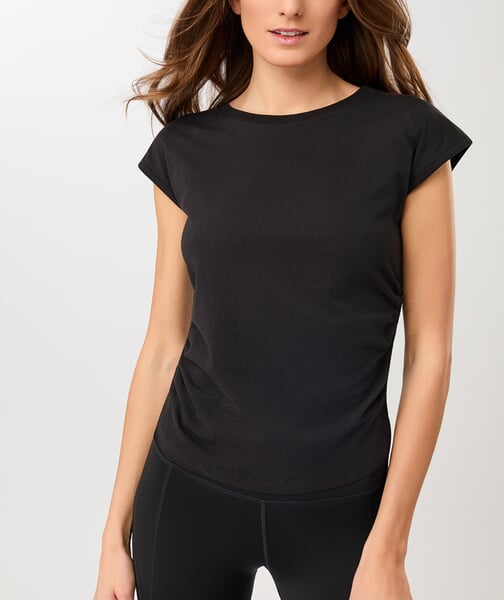 Sports shirt with side gathers Black