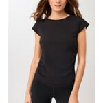 Sports-T-shirt med rynkninger i siderne Sort