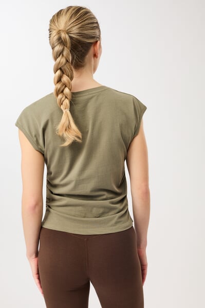 Sport-Shirt mit seitlicher Raffung Khaki