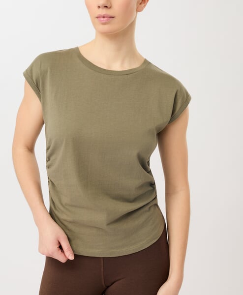 Sport-Shirt mit seitlicher Raffung Khaki