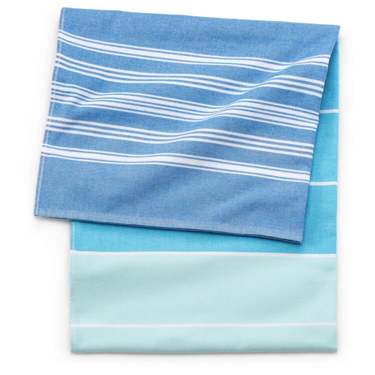 Strand- en picknickhanddoek met strepen, Blauwtinten