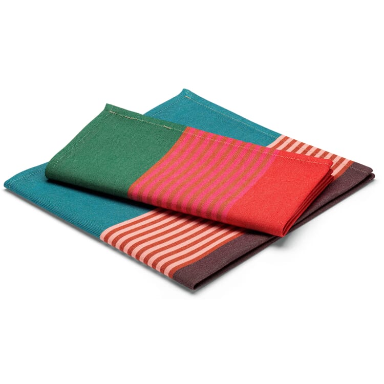 Servetstrepen (2 stuks), Rood-petrol