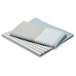 Serviette Streifen (2 Stück) Hellblau-Grau