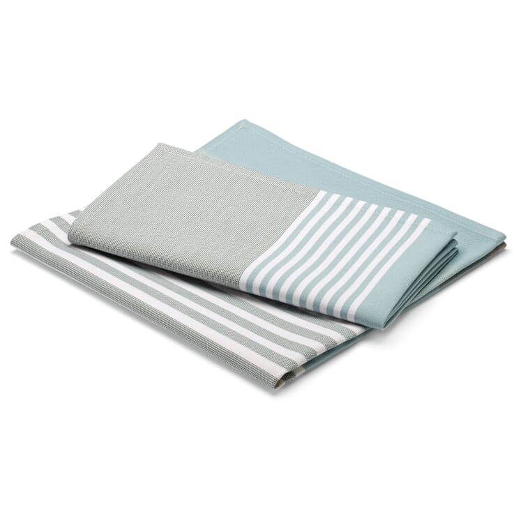 Serviette Streifen (2 Stück), Hellblau-Grau