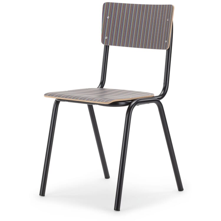 Chaise Colegio, Rayé / Noir-gris RAL 7021
