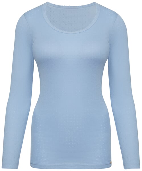 Damen-Langarmshirt Ajour Hellblau