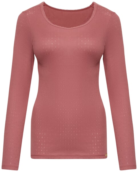 Damen-Langarmshirt Ajour Kupferfarben