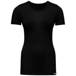 Dames-T-shirt met korte mouwen van wol en zijde Zwart