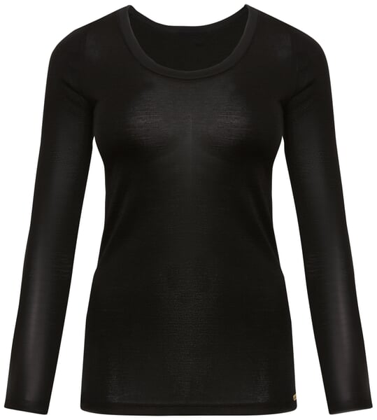 Damen-Langarmshirt Wolle-Seide Schwarz