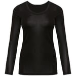 T-shirt à manches longues pour femme en laine et soie Noir