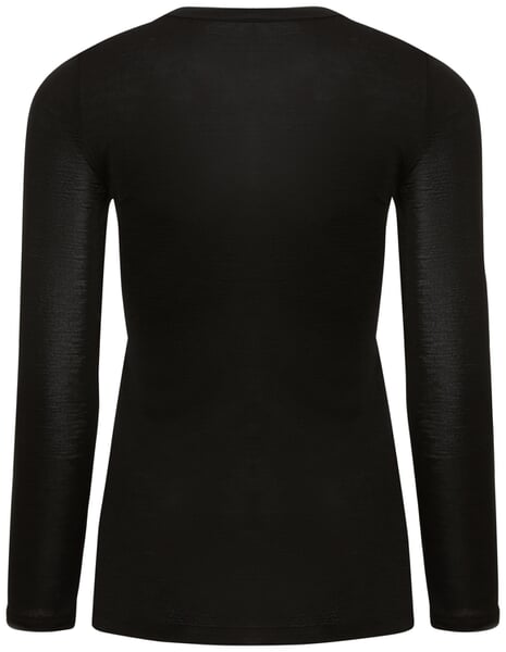 Damen-Langarmshirt Wolle-Seide Schwarz