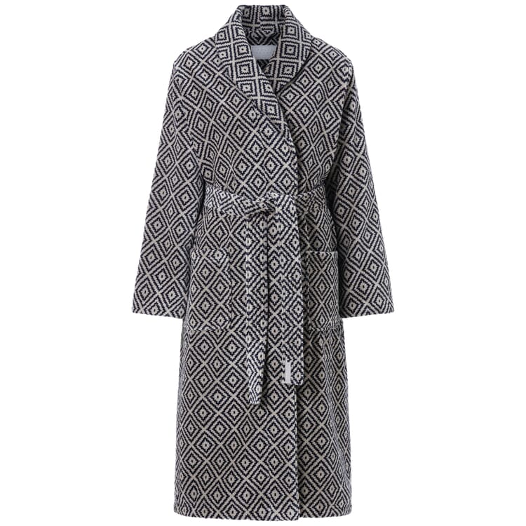 Damen-Haus- und Bademantel Rautenmuster, Sand-Navy
