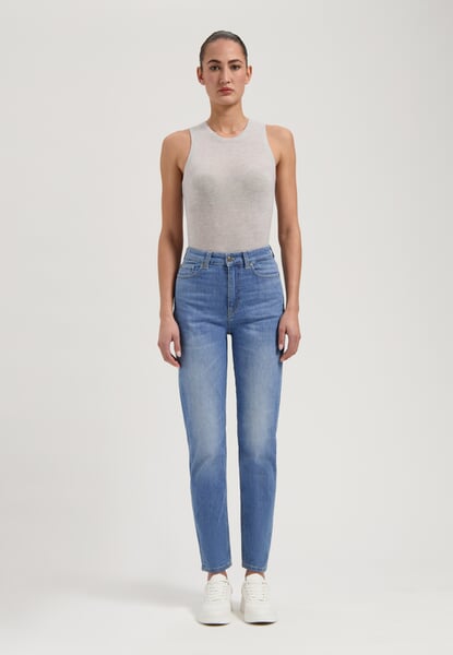 Damenjeans Tapered Stretch Denimblau, Fertigungssprozess