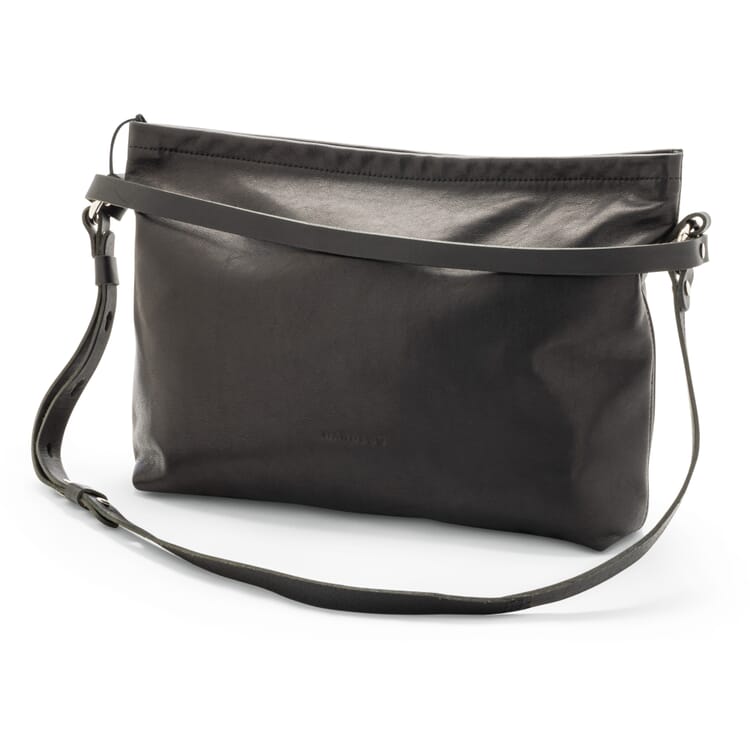 Borsa grande con tracolla in pelle da sella, nera