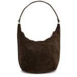Large suede leather bag, dark brown