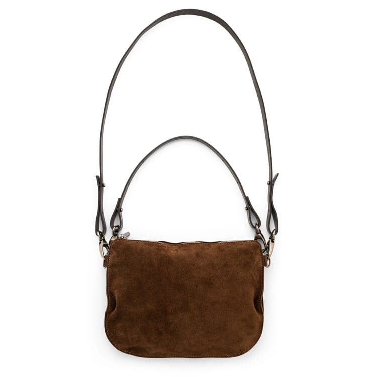 Borsa in pelle scamosciata, marrone