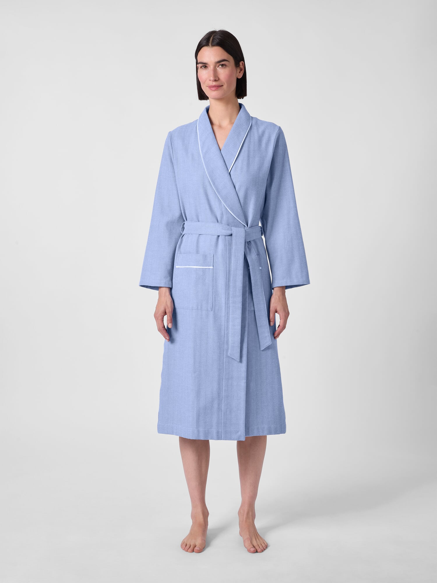 Ladies housecoat flannel, Light blue | Manufactum