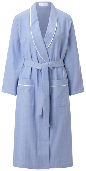 Damenhausmantel Flanell Hellblau