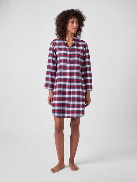 Camicia da notte da donna in flanella a motivi Rosso, Tragebild