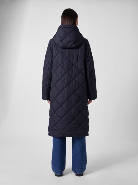 Women's Padded Coat Midnight Blue, presented on a model