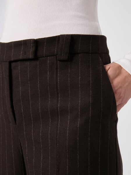 Women’s Pinstriped Marlene Pants Brown, close-up