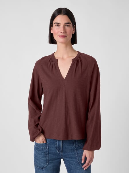 Damen-Blusenshirt Braun, Tragebild