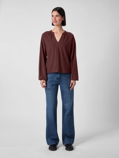 Chemisier pour femme Marron, présenté sur un modèle