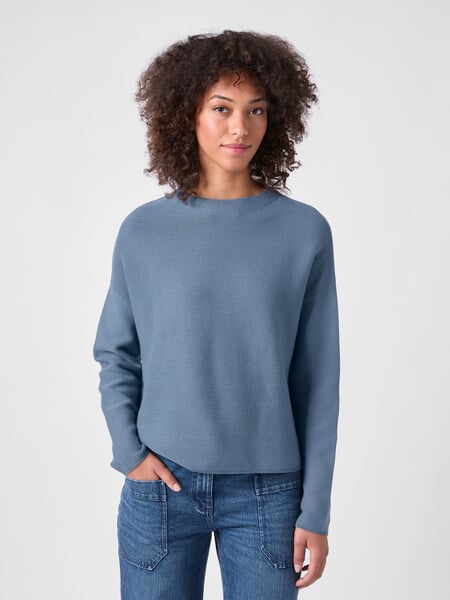 Women’s Knit Sweater Gray-blue, presented on a model