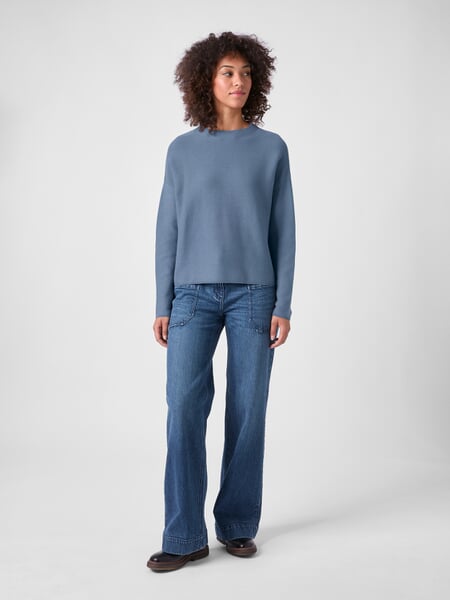 Women’s Knit Sweater Gray-blue, presented on a model